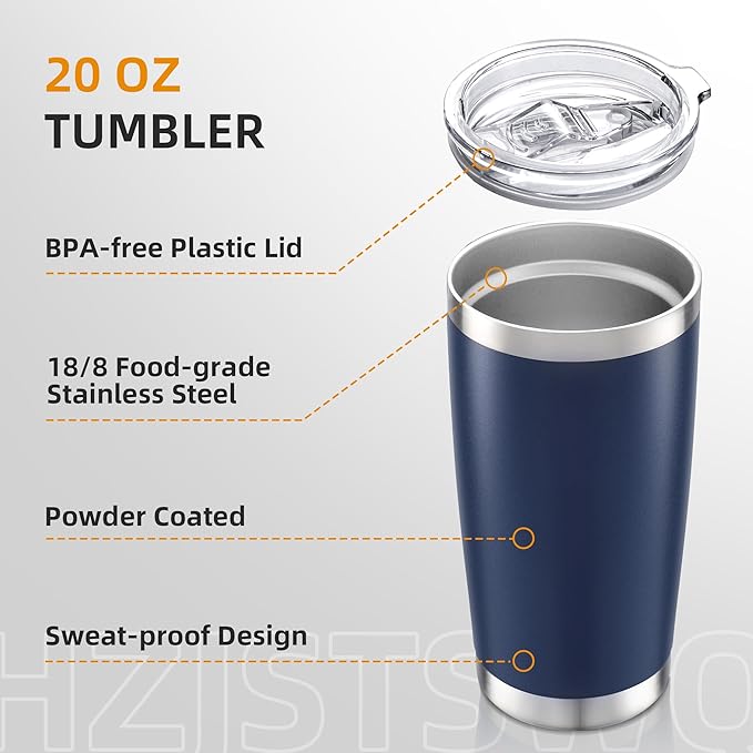 20 oz Tumbler with Lid Stainless Steel Insulated Tumblers, 1 Pack | Leak Proof - Image 3