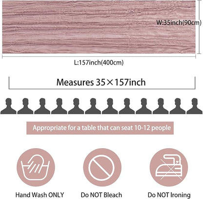 12 Pack 13Ft Cheesecloth Table Runner 35x157 Inch Boho Gauze Cheese Cloth Long Rustic Table Runner for Wedding Bridal Shower Birthday Party Table Decor (Dusty Pink)