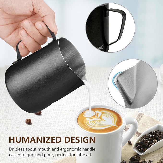 HOOMIL Milk Frothing Pitcher, 12oz/20oz/32oz 304 Stainless Steel | Steaming - Image 4