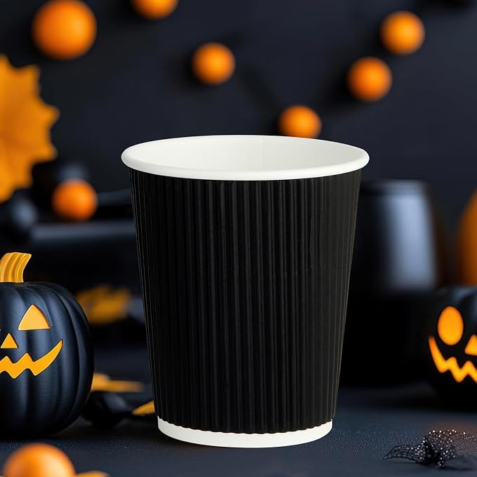 JollyPack Disposable Paper Coffee Cups, 8 oz, 120 Pack, Insulated Ripple Wall - Image 5