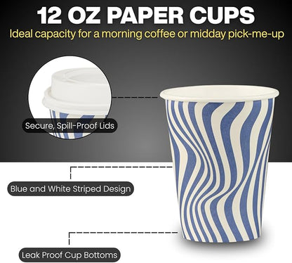 Disposable Coffee Cups with Lids, To Go Paper Hot Cups, Cocoa - Image 6