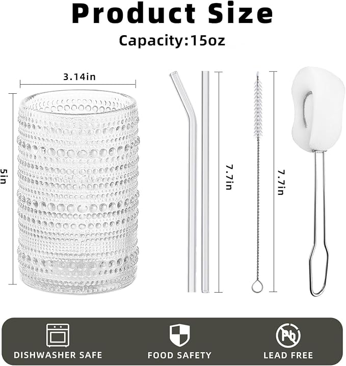 15 oz Clear Hobnail Drinking Glasses - Image 2