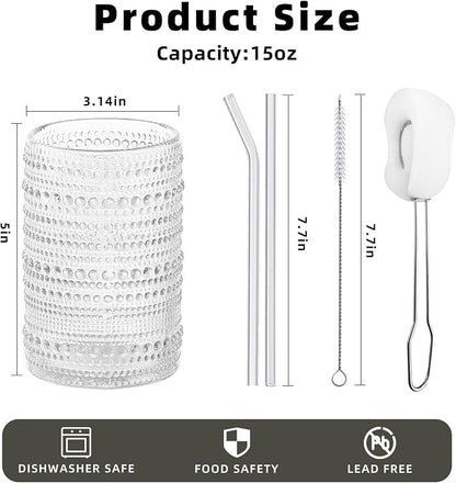 15 oz Clear Hobnail Drinking Glasses - Image 2