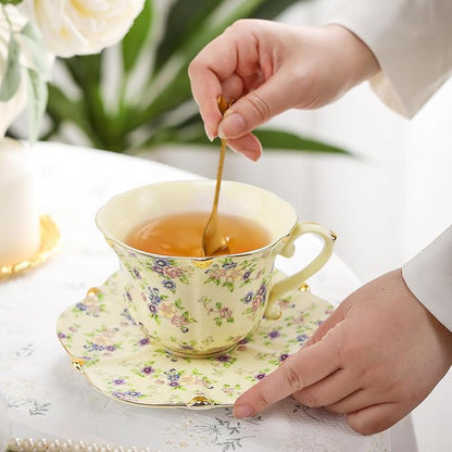 Country Roses Porcelain Tea Cup and Saucer Set - Image 3
