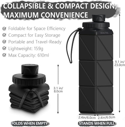 BEAUTAIL Collapsible Water Bottles 21 oz, Silicone Portable Water Bottle | BPA - Image 2