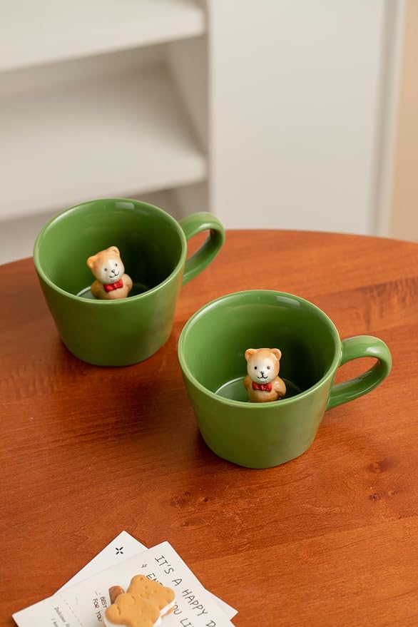 DIHOclub Bow Tie Bear Coffee Cup Hidden Ceramic Animal Inside Mug, Cute Cartoon - Image 5