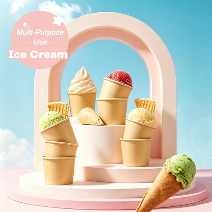 Lamosi Disposable Kraft Ice Cream Bowls 100 Count, 11 oz Paper Sundae Cups | - Image 7
