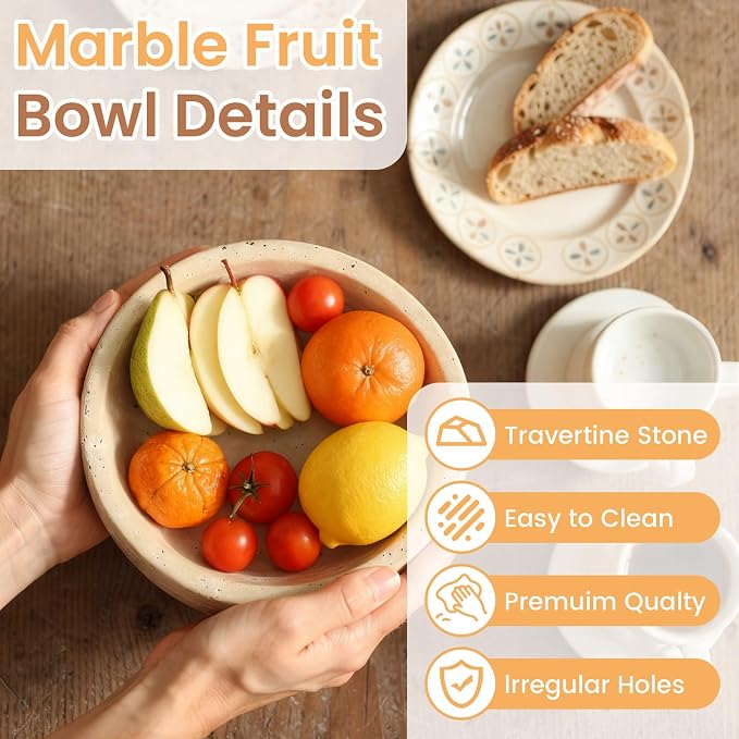 Travertine Marble Bowl & Decorative Bowl, 7.8" Modern Home Decor Key Bowl - Image 7