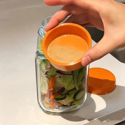 35oz Side Opening Mason Salad Jar | 1000ml Leakproof Portable Salad Container - Image 3