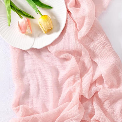 Cheesecloth Table Runner Summer Boho Wedding Shower Party Home Decor | Pink - Image 3