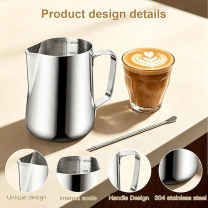 Milk Frothing Pitcher, 12oz Milk Frother Cup - Image 3
