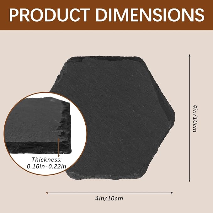12PCS Slate Coasters Black Bulk Blank Laser Engraved Hand Painted Beverage - Image 2