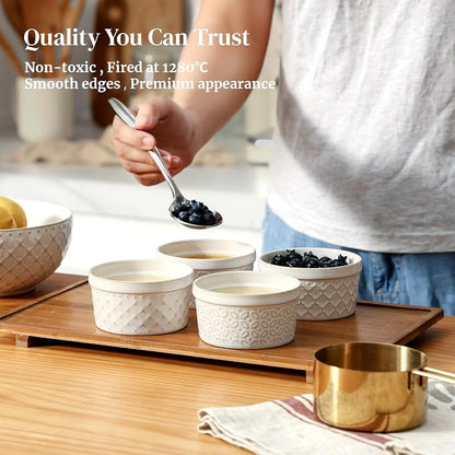 Dowan Ramekins 8 oz Oven Safe for Creme Brulee, Ceramic Small Baking Cups - Image 3