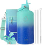 BUZIO 1 Gallon Water Jug with Straw Lid, 128oz Water Bottle Stainless Steel by BUZIO