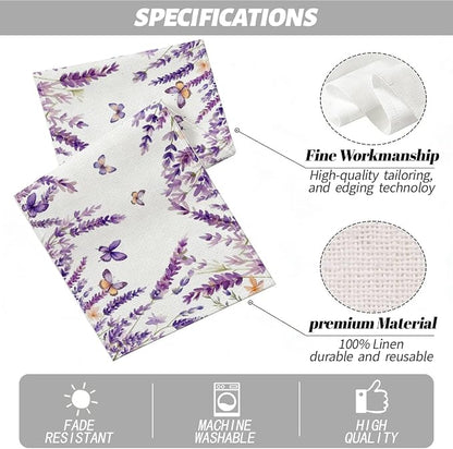 Purple Lavender Floral Butterflies Spring Table Runner, Gifts - Image 2