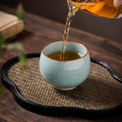 KAMMAK Japanese Tea Cups, 3.8 Oz Small Handmade Ceramic Teacups, Loose Leaf and - Image 3