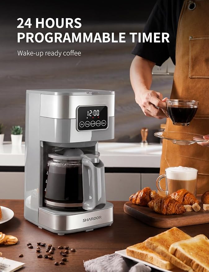 SHARDOR 10-Cup Programmable Coffee Maker, Regular & Strong Brew Drip Coffee - Image 3