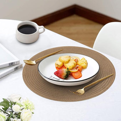 SHACOS Round Braided Placemats Set of 6 Washable Cotton Polyester 15 inch Round - Image 7