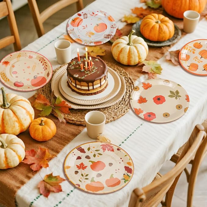 50Pcs Thanksgiving Day Fall Paper Plates Disposable 7inch Party Dessert Plates - Image 7