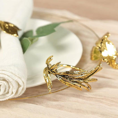 Efavormart 8 Pack Glossy Gold Metal Herb Napkin Rings - Image 4