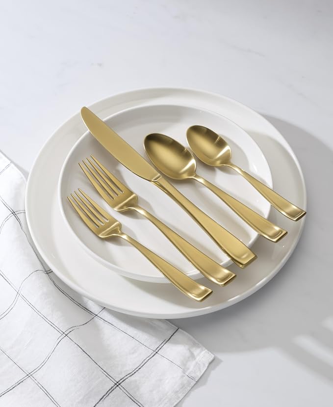 Oneida Moda Gold Satin 20-Piece 18/10 Silverware Set - Image 6