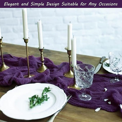 12 Pack Cheesecloth Table Runner 35x72 Inch Boho Gauze Table Runner Rustic Cheese Cloth Long Romantic Table Runners for Wedding Bridal Shower Birthday Party Table Decor (Dark Purple)