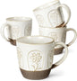 Artena Ceramic Coffee Mugs Set of 4, 16oz Embossed Large Latte Mugs Coffee Cups by Artena