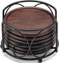 Wood Coasters with Metal Holder, GOH DODD Set of 6 Walnut Wooden Coaster by GOHDODD
