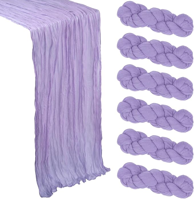 6 Pack Lilac Purple Cheesecloth Table Runner 10Ft Lavender Gauze Cheese Cloth by Heneger