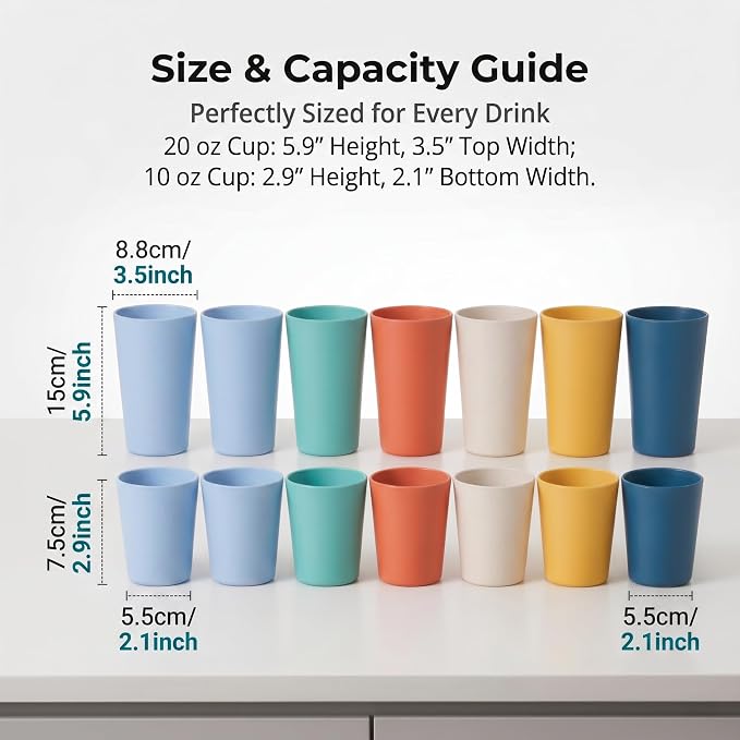 DeeCoo® 12 Pack Premium Wheat Straw Cups, Alternative to Plastic Cups Sets - Image 6