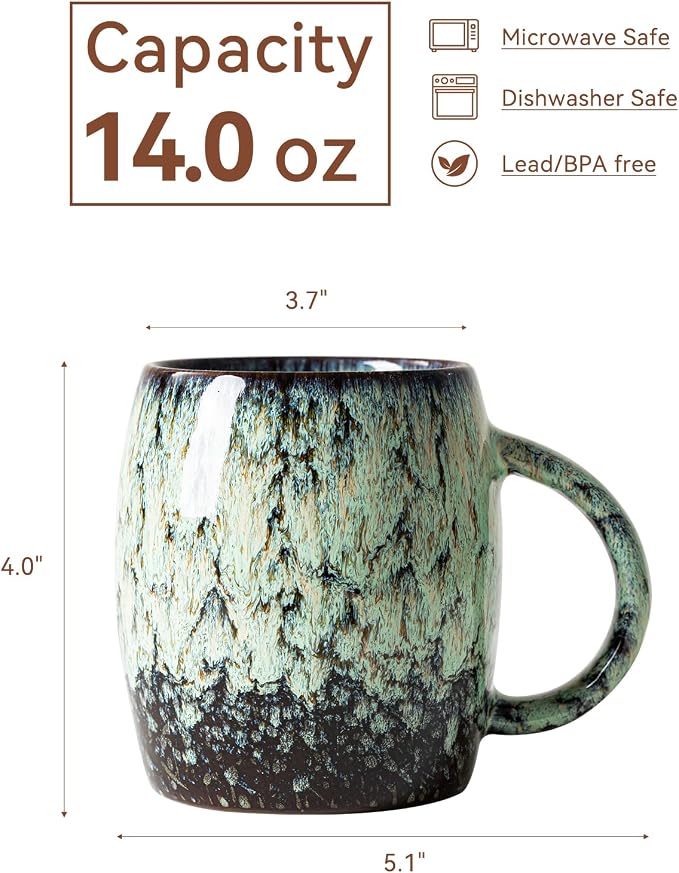 Sage Nebula Ceramic Coffee Mug - 14 oz Unique Mug - Image 9