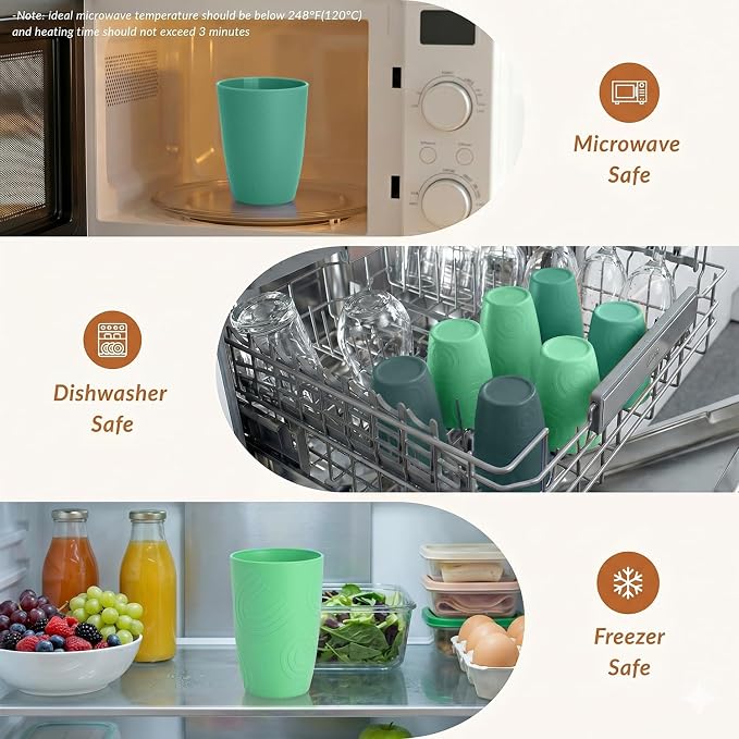 Homienly Cups for Drinking 12oz Daily Use Cups Dishwasher Safe Plastic Cups - Image 6