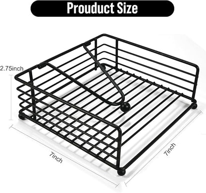 Fengzhe Napkin Holder for Table, Suitable for Kitchen, Restaurant, and Outdoor Use, Paper Cocktail Napkin Holder that Matches Various Dining Room Decor Styles, Black (7'' x 7''x 2.75'', Matte Black)