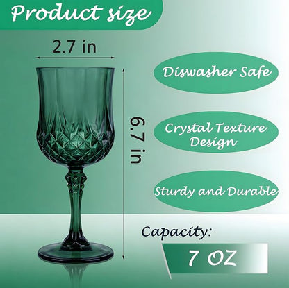24Pack Plastic Wine Glasses, 7oz Vintage Goblets - Image 2