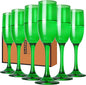 Champagne Flutes Glasses Set of 6-6oz Elegant Green Champagne Glass, Unique Green Colored Long stem Champagne Flute Gift for Wedding, Anniversaries, Parties, Birthday, Restaurant, Home Bar