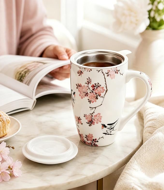 AmorArc Tea Cup With Infuser and Lid, 18oz Loose Leaf Tea Mug With Steeper | - Image 5