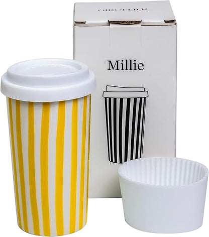 Ceramic Travel Mug with Lid – Cute Coffee Cup by Giroflier