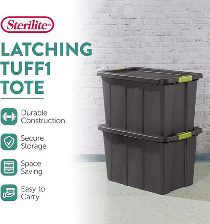 Sterilite 8-Pack Storage Bins with Lids, Heavy Duty Totes, Tuff1, 30 Gallon, Flat Gray