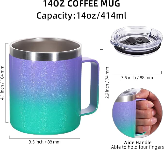 Volhoply 14oz Insulated Stainless Steel Coffee Mug - Image 2
