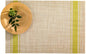 Restaurantware French Countryside 16 x 12 Inch Dining Table Placemats Set Of 6 Heat-Tolerant Kitchen Table Mats - Pear Stripe No Stain Khaki Vinyl Woven Rectangle Placemats Easy To Clean