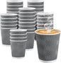 Coffee Cups 10 oz 120 Pack, Corrugated Insulated Ripple Wall Disposable Paper Coffee Cups 10oz, To Go for Hot Beverage or Cold Drinks Office/Home/Cafe/Party/Travel (Grey)