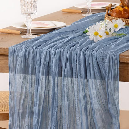 6 Pack Dusty Blue Cheesecloth Table Runner 10ft Boho Gauze Centerpiece | - Image 2