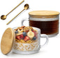 DOPUDO Vintage Glass Coffee Mugs, Overnight Oats Containers by DOPUDO