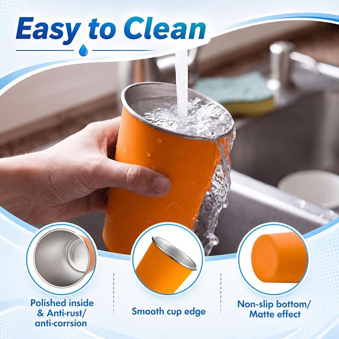 Mimorou 4 Pack Stainless Steel Pint Cups Metal Cups Unbreakable Drinking Water - Image 4