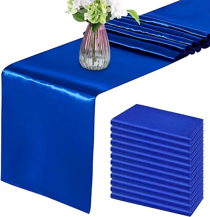 Royal Blue Table Runners, 12x108 Inches, 12 Pack | Fall Satin, Silk and Smooth by HMQIANG