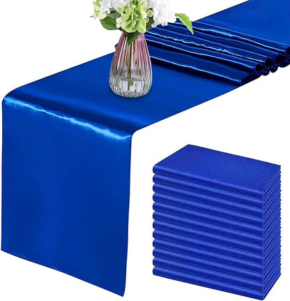 Royal Blue Table Runners, 12x108 Inches, 12 Pack | Fall Satin, Silk and Smooth by HMQIANG