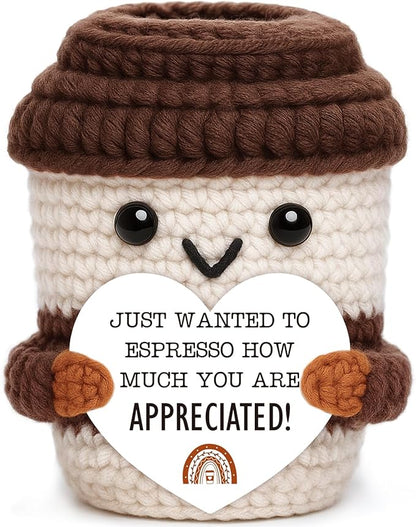 Appreciation Gift for Women Men Coworkers Thank You Gift Crochet Coffee Cup | by OCCdesign