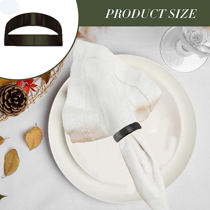 8 Pcs Black Napkin Rings-Stainless Steel Napkin Rings | Metal Napkin Ring - Image 4