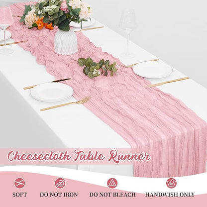 16 Pack Light Pink Cheesecloth Table Runners 20x120 Inch Gauze Table Runner - Image 6