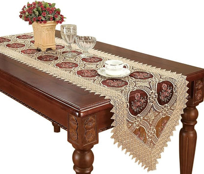 Beige Embroidered Lace Table Runners Dresser Scarves 16 × 48 Inch by Simhomsen